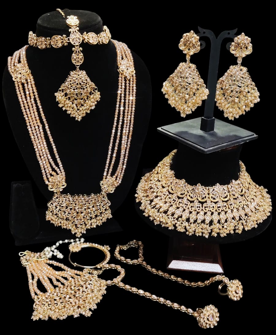 12286-02-Antique Classic Bridal Sets With Mehndi Plating